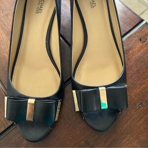 Michael Kors  black peep shoe wedge